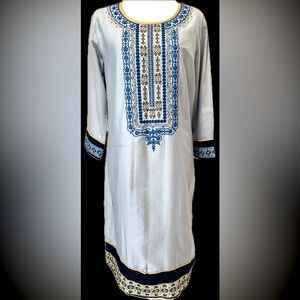 Elegant Blue and gold Embroidered long tunic